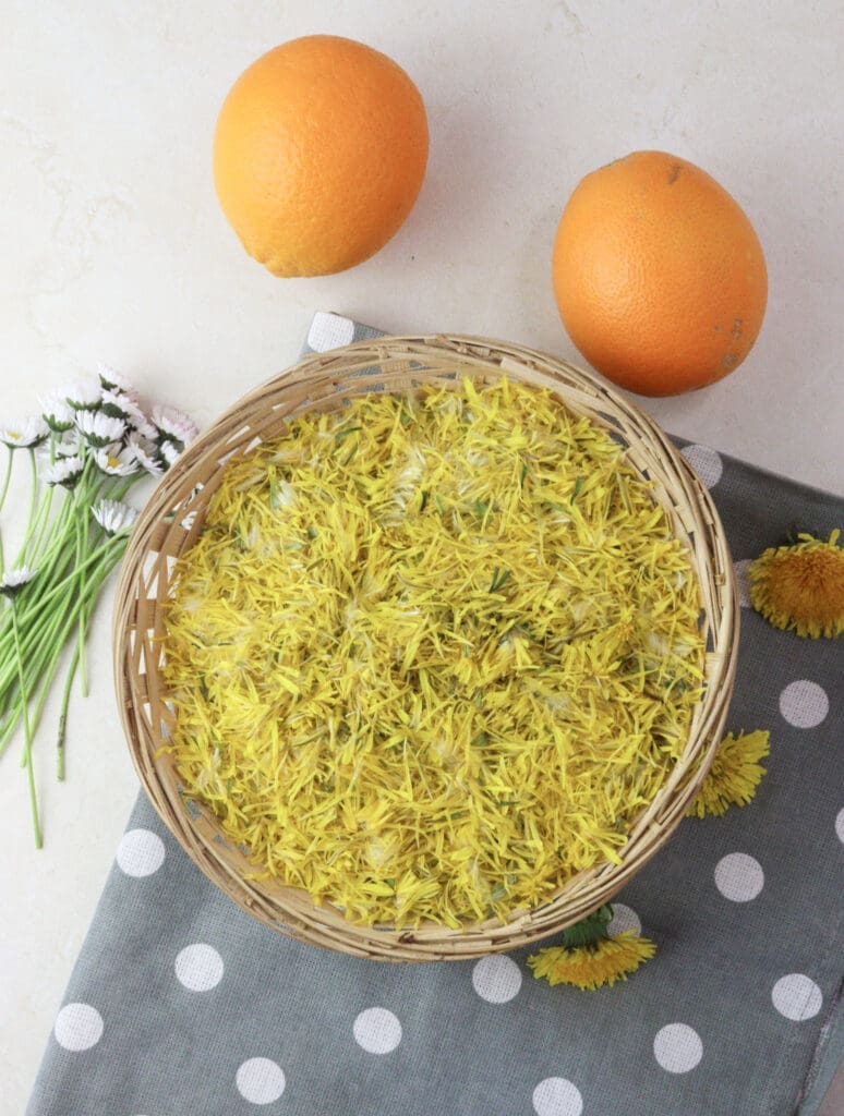 image showing how to remove dandelion petals from the flowers